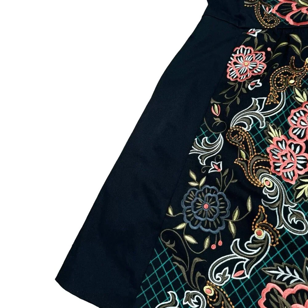 Moulinette Soeurs Anthropologie Size 6 P Black Floral Embroidery PERENNIAL Dress - Picture 4 of 15